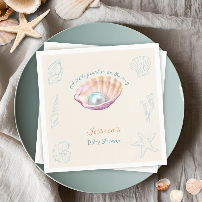  Seashell Beach Little Pearl Baby Shower  Napkins (Creator Uploaded)