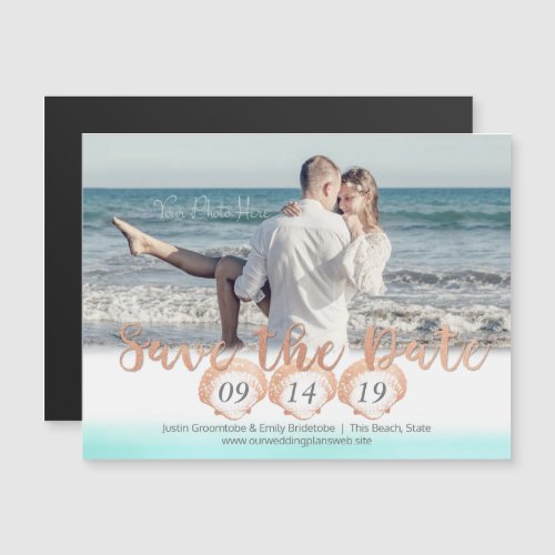Seashell Beach Magnetic Save the Date Magnetic Invitation