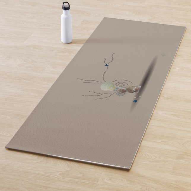 Seashell Beach Modern Beige Cream White Poem Relax Yoga Mat (In Situ)