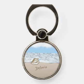 Seashell Beach Monogrammed  Phone Ring Stand