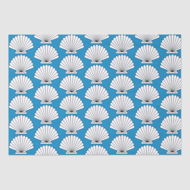 Seashell Beach Ocean Blue Tissue Paper (Front)
