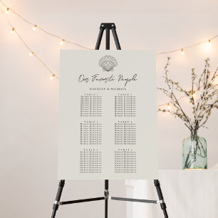 Seashell Beach Ocean Wedding 6 Table Seating Chart Foam Board