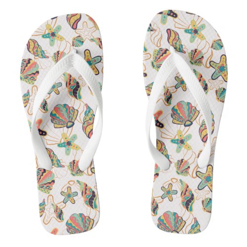 Seashell Beach Pattern Flip Flops