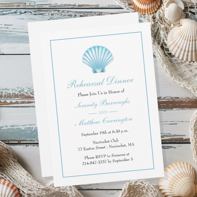Seashell Beach Rehearsal Dinner Wedding Invitation (Creator Uploaded)