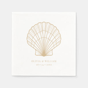 Seashell Beach Sand Beige Wedding Napkins