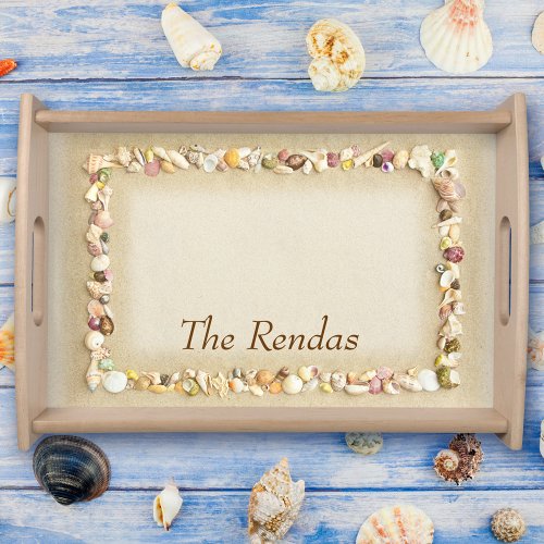 Seashell Beach Sand Border Serving Tray