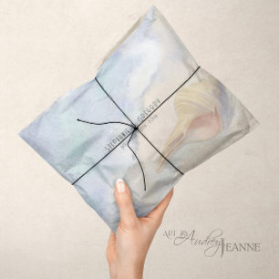 Seashell Beach Sand Pastel Blue Wave Decoupage Tissue Paper