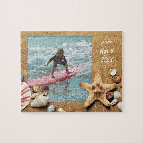 Seashell Beach Sand Photo Template Jigsaw Puzzle