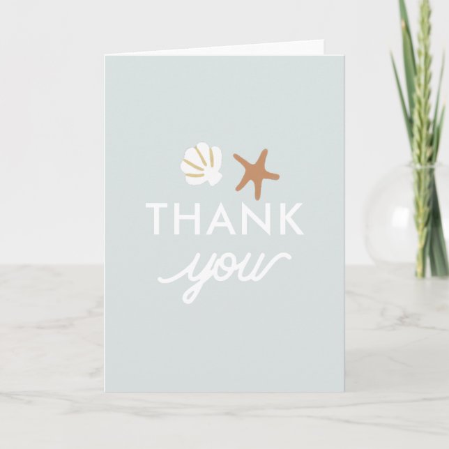 Seashell Beach Starfish Cute Thank You Greeting Card (Front)