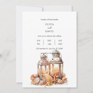 Seashell Beach Summer décor Lanterns Wedding Invitation