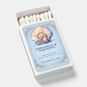 Seashell beach theme wedding favors DIY Matchboxes