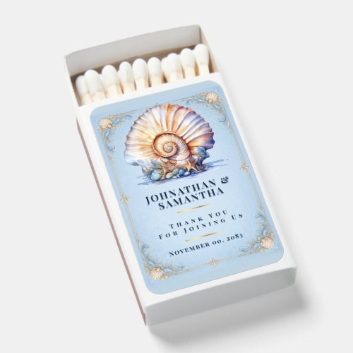 Seashell beach theme wedding favors DIY Matchboxes
