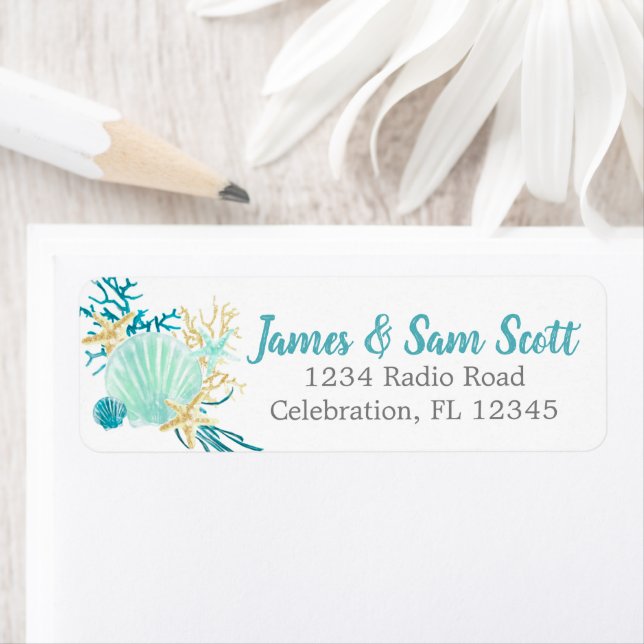 Seashell Beach Themed Return Address Label (Insitu)