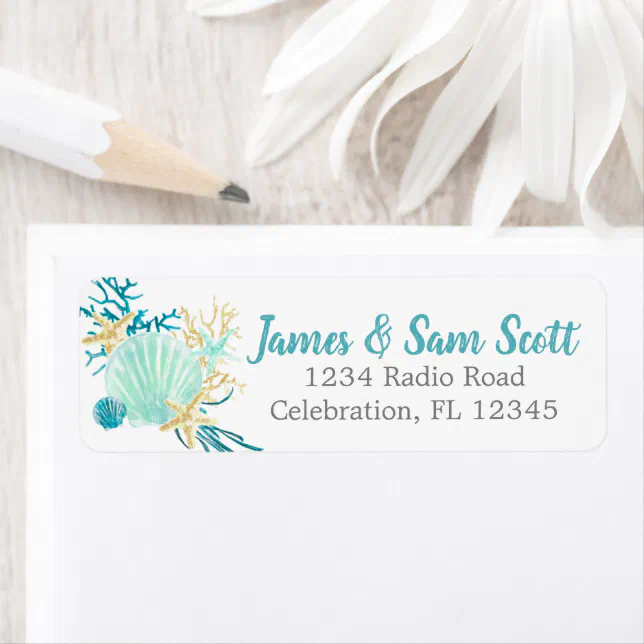 Seashell Beach Themed Return Address Label Zazzle