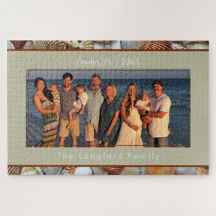 Seashell Beach Vacation Family Photo Jigsaw Puzzle