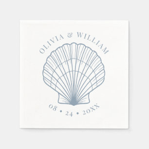 Seashell Beach Wedding Coastal Dusty Blue Napkins