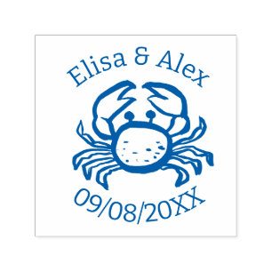 Seashell Beach Wedding Cute CRAB CUSTOM  Self-inking Stamp