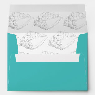 Seashell Beach Wedding Envelope (teal)