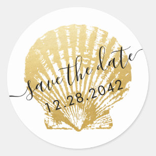 Seashell Beach Wedding Favor & Invitation Stickers