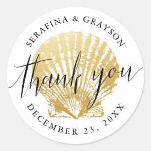 Seashell Beach Wedding Favor Invitation Stickers