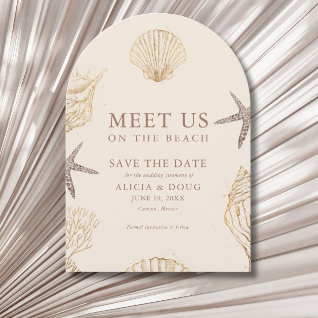 Seashell Beach Wedding Photo Save The Date (Seashell Beach Wedding Photo Save The Date)
