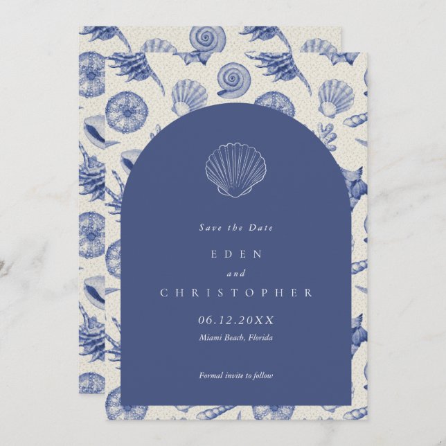 Seashell Beach Wedding Save The Date (Front/Back)
