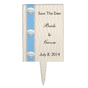 Seashell Beach Wedding Save The Date Cake Topper