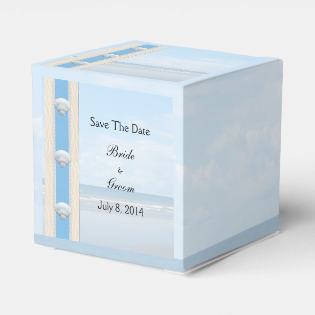 Seashell Beach Wedding Save The Date Favor Boxes (Back Side)