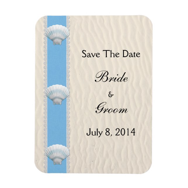 Seashell Beach Wedding Save The Date Magnet (Vertical)