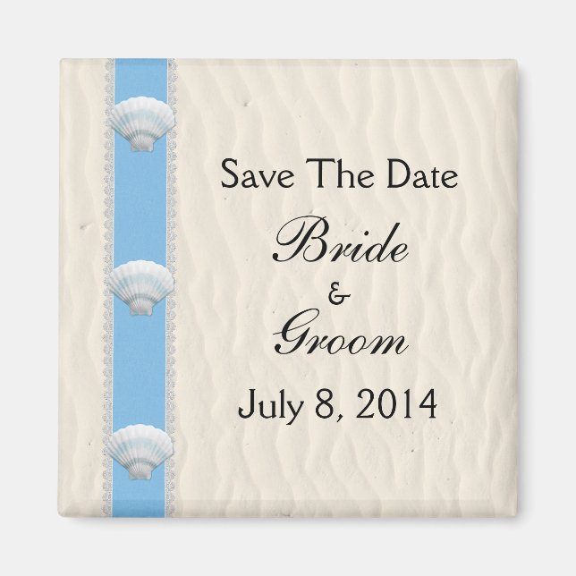 Seashell Beach Wedding Save The Date Magnet (Front)