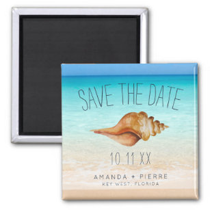 Seashell Beach Wedding Save the Date Magnet