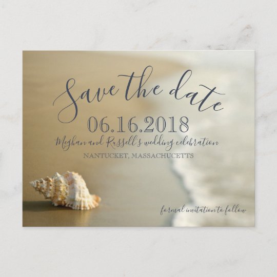 Seashell Beach Wedding Save the Date Postcard | Zazzle.com