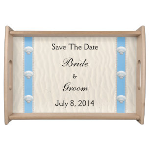 Seashell Beach Wedding Save The Date Serving Tray