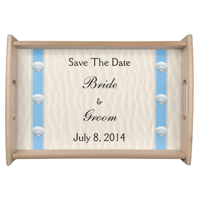 Seashell Beach Wedding Save The Date Serving Tray (Front)
