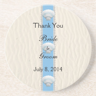 Seashell Beach Wedding Thank You Coaster