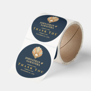 Seashell Beach Wedding Thank You Favor Classic Round Sticker
