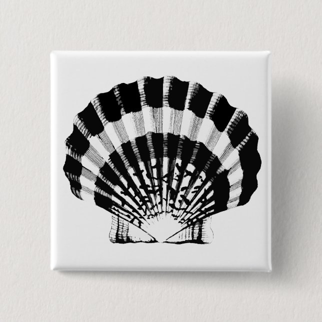 Seashell - black and white button (Front)