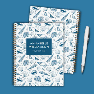 Seashell Blue and White beach Notebook