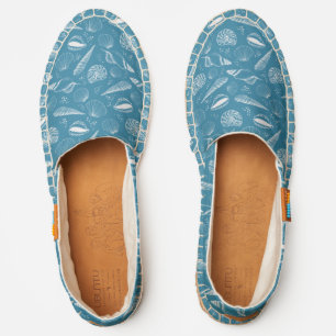 Seashell Blue nautical beach pattern Espadrilles