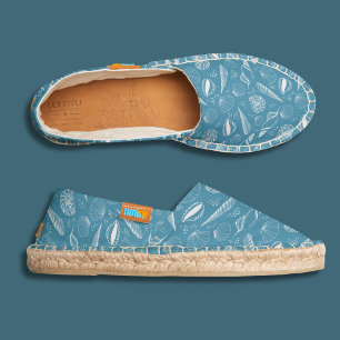 Seashell Blue nautical beach pattern Espadrilles