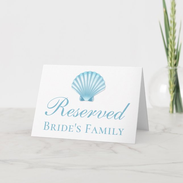 Seashell Blue Nautical Beach Wedding Reserved Invitation (Front)