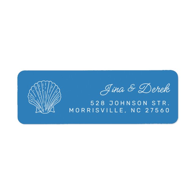 Seashell Blue Wedding Return Address Label (Front)