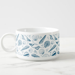 Seashell Blue White beach Bowl