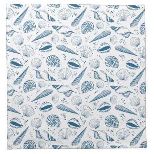 Seashell Blue White beach Cloth Napkin