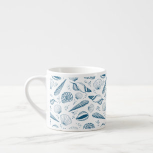 Seashell Blue White beach Espresso Cup
