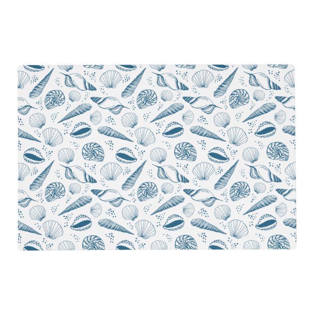 Seashell Blue White beach Placemat (Front)