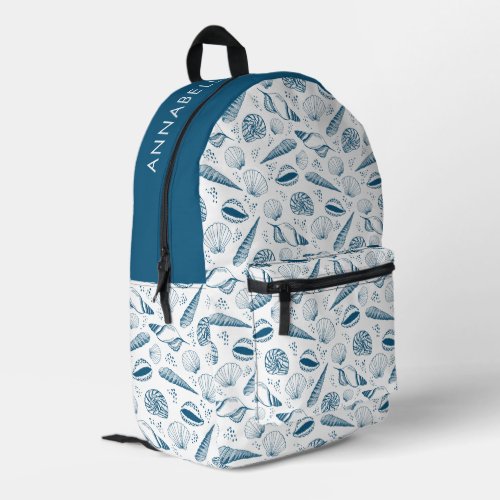 Seashell Blue White beach Printed Backpack