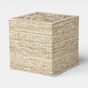 Seashell Border on Brown Weave Wedding Favor Boxes