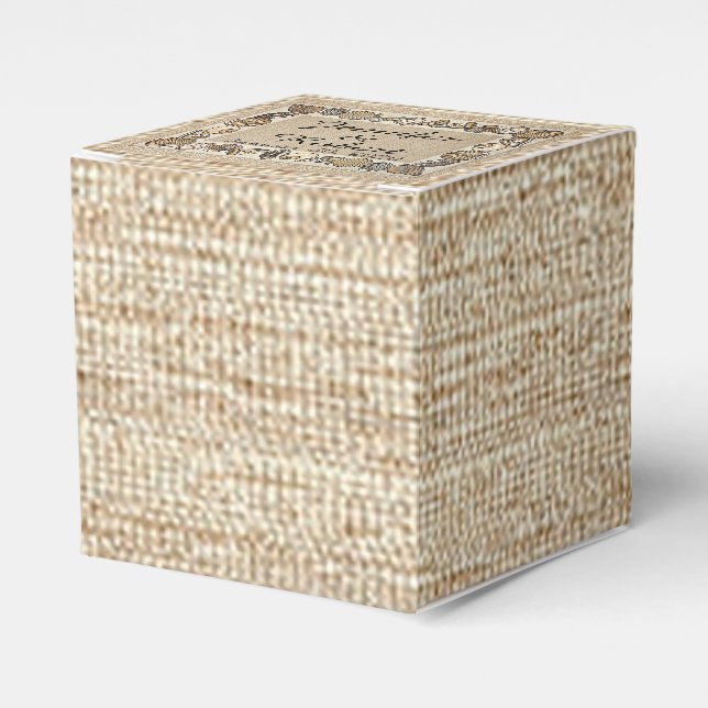 Seashell Border on Brown Weave Wedding Favor Boxes (Front Side)
