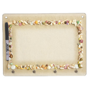 Seashell Border with Beach Sand Dry Erase Board With Keychain Holder